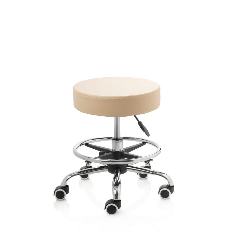 ZenGrowth Tabouret Beige mit Chromgestell & Fußring