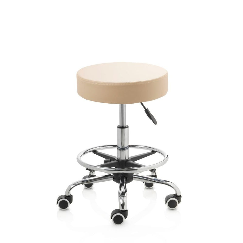 ZenGrowth Tabouret Beige mit Chromgestell & Fußring