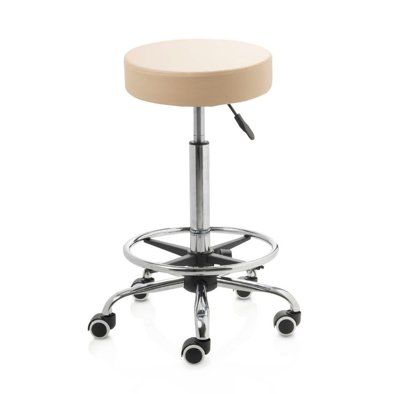 ZenGrowth Tabouret Beige mit Chromgestell & Fußring