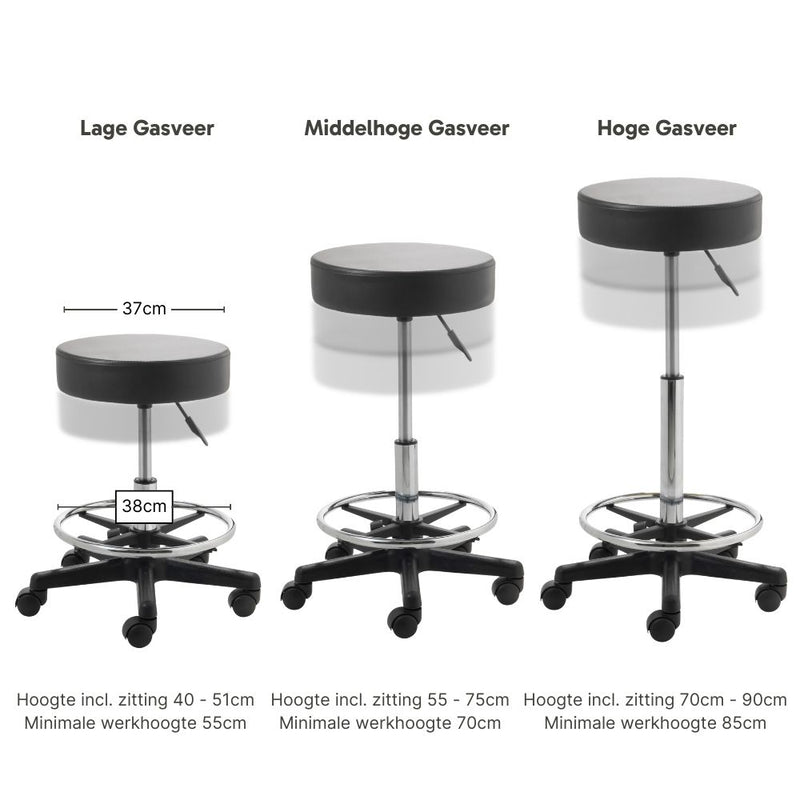 ZenGrowth Tabouret Schwarz mit Kunststoffgestell