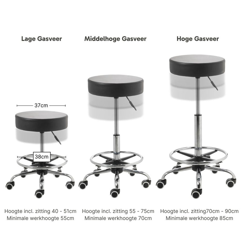 ZenGrowth Tabouret Schwarz mit Chromgestell & Fußring