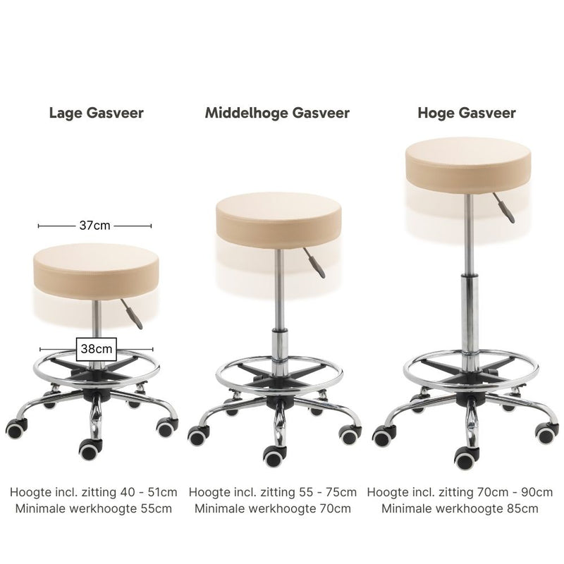 ZenGrowth Tabouret Beige mit Chromgestell & Fußring