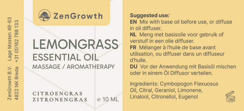 ZENGROWTH Bio-Ätherisches Öl Lemongrass Display inklusive 12 Fläschchen