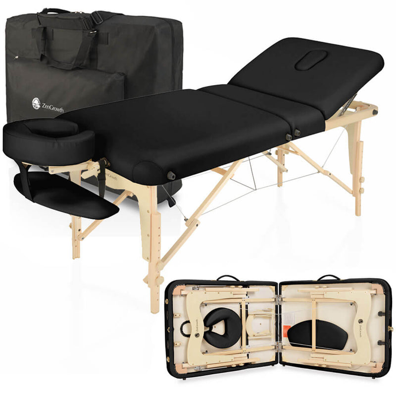 Tweedekans ZENGROWTH Inklapbare Massagetafel Nimman Zwart 71cm