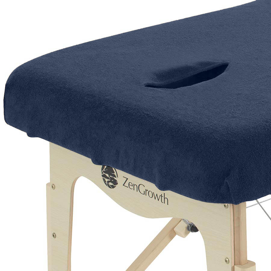 Frottee-Spannbetttuch Massageliege Marineblau mit Aussparung ZENGROWTH